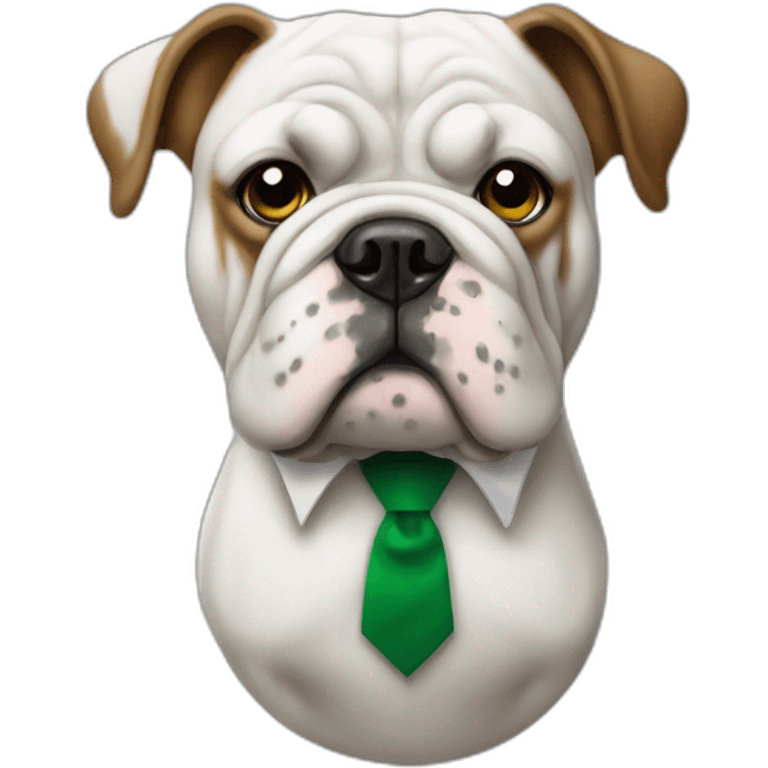 Bulldog with a green tie emoji