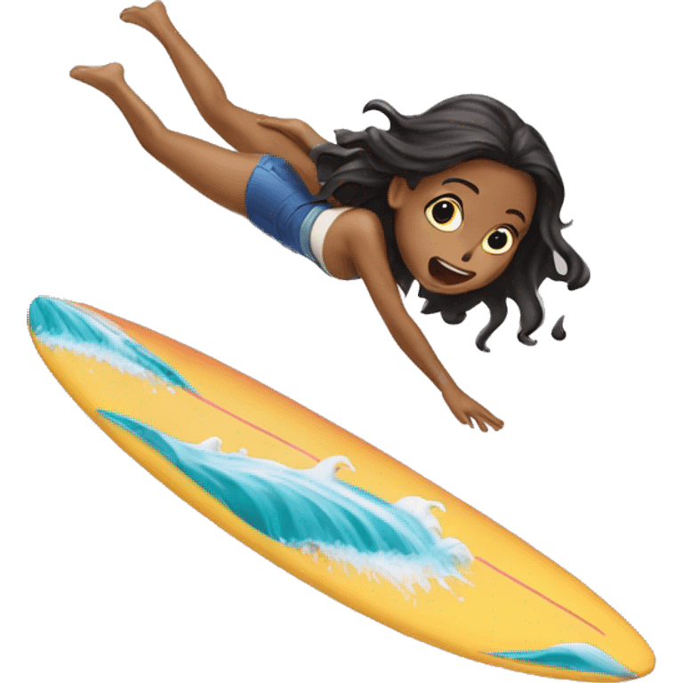 Girl falling off surfboard emoji