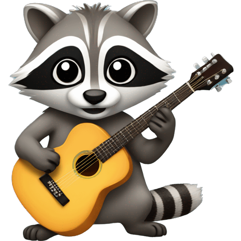 racoon with a guitar emoji