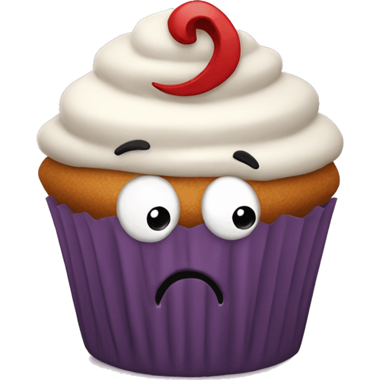 dead cupcake character with the word excuses! above it emoji