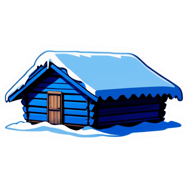 Blue wooden big hut, in winter emoji