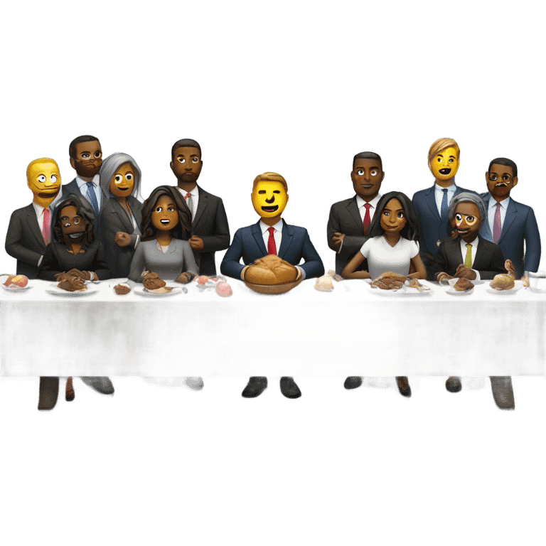 the last supper wearing suits in a modern office emoji