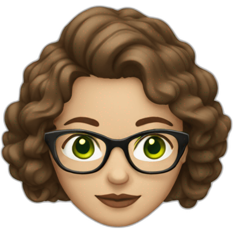 woman-with-wavy-brown-hair-square-glasses-green-eyes emoji