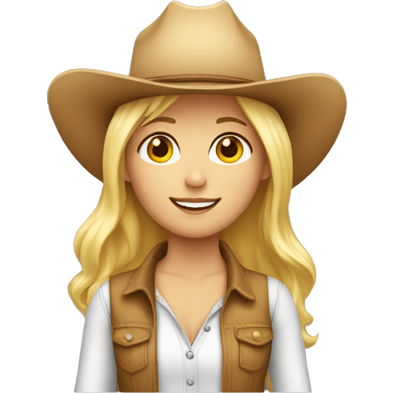 blonde girl wearing a cowboy hat emoji