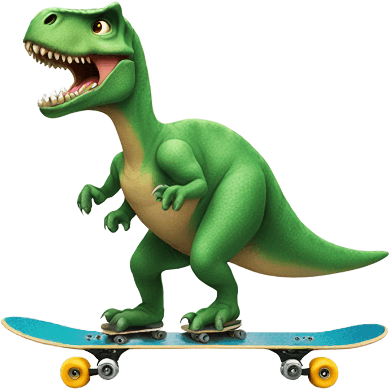 dinosaur riding a skate board emoji