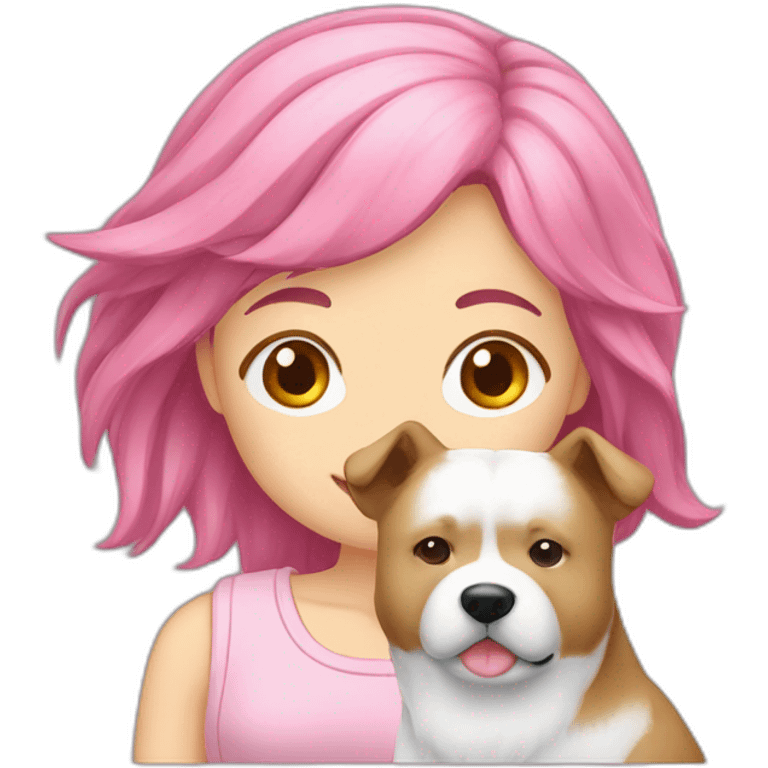 pink-haired-girl-with-akita emoji