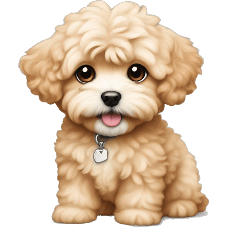 Fluffy apricot maltipoo puppy with waivy hair emoji