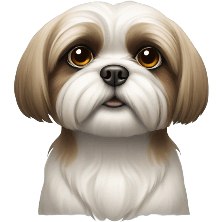 A shih tzu dog side eyeing  emoji