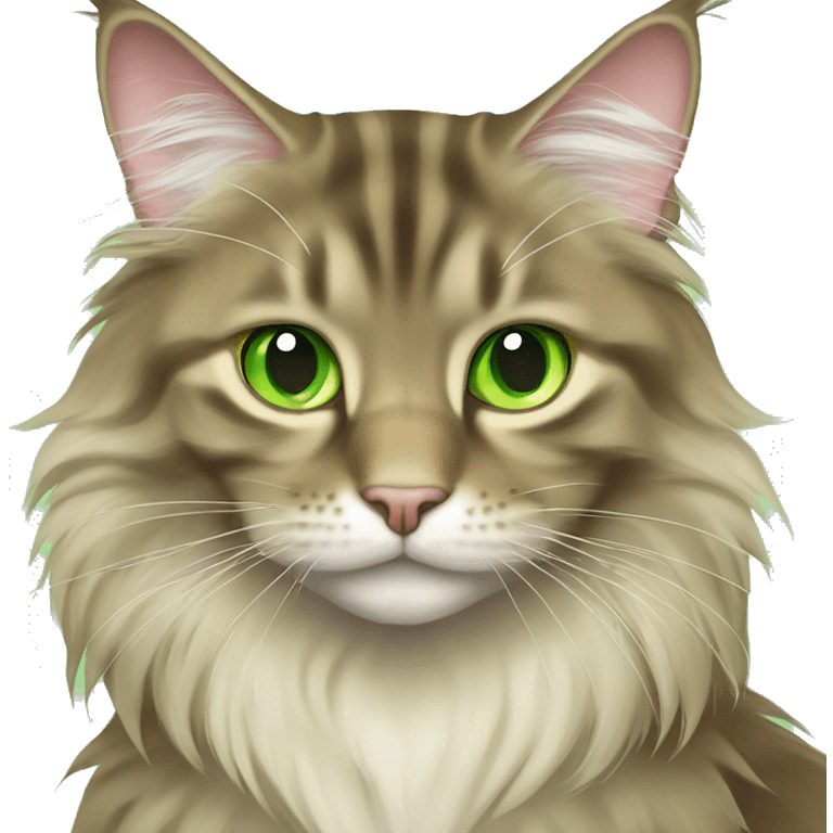 Butter maine coon with green eyes emoji