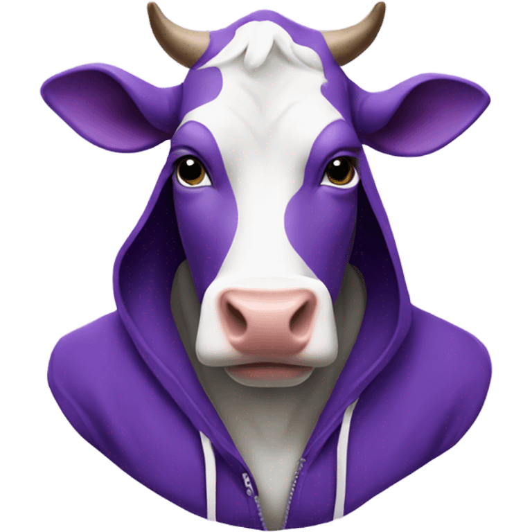 Purple cow wearing hoodie emoji