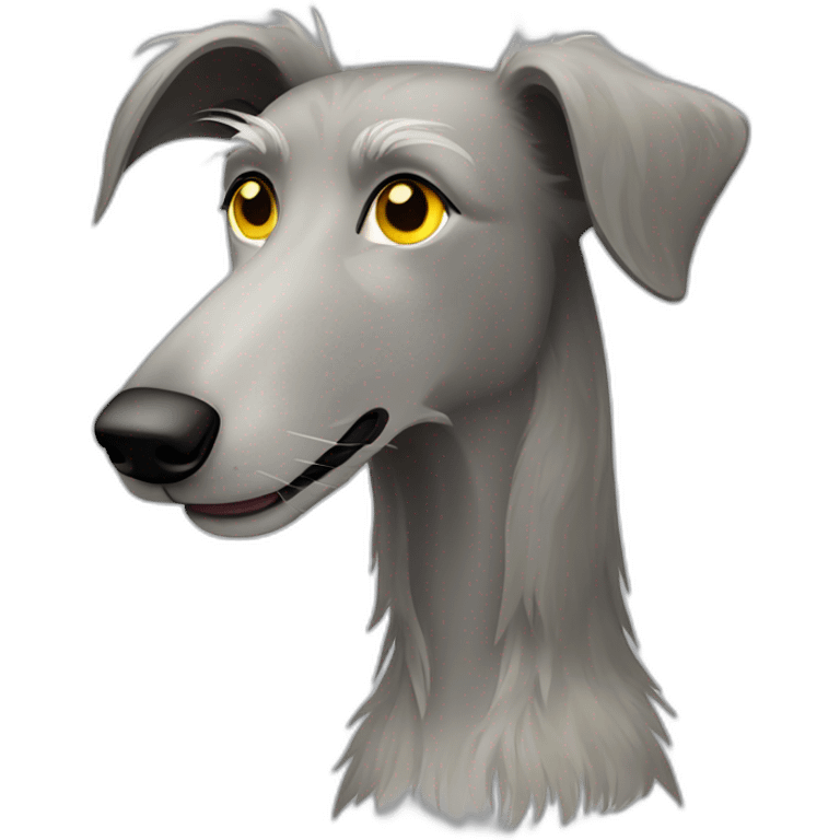 Scottish deerhound with yellow hair, black eyes, white nose emoji