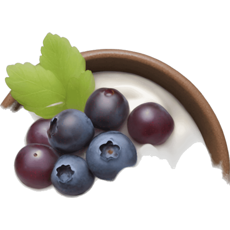 Greek yogurt bowl with blueberries, grapes and oatmeals emoji