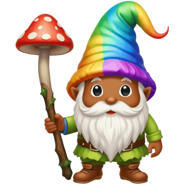 Psychedelic rainbow colored Gnome & mushroom  emoji