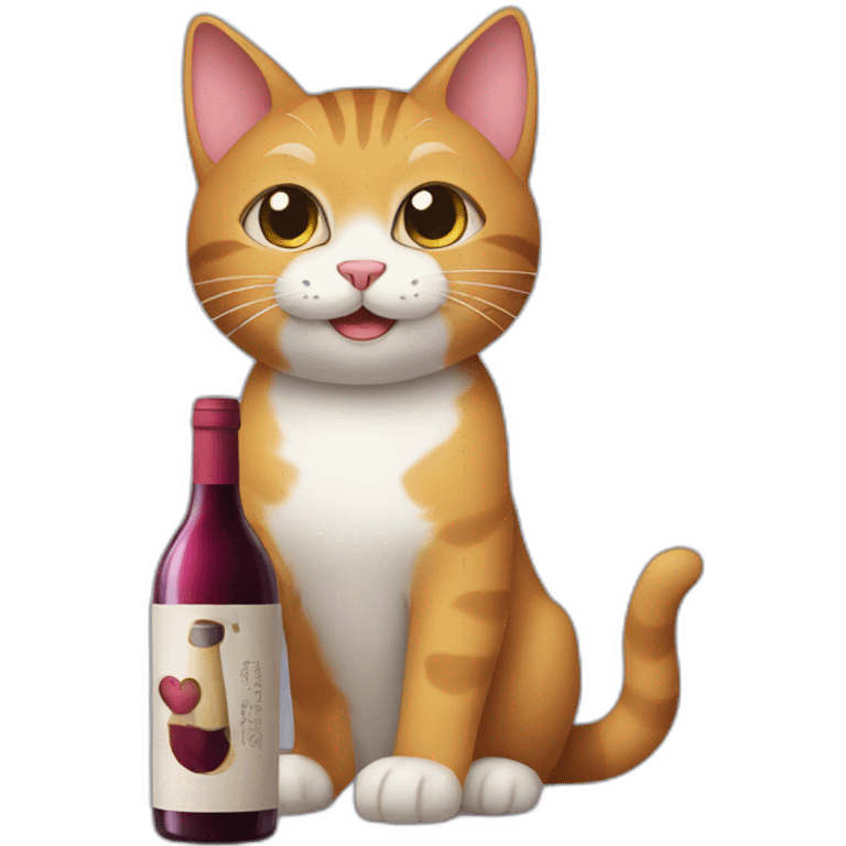 cat with wine bottle in paws emoji