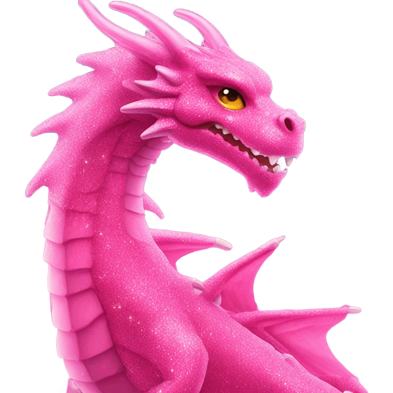 Hot pink glitter dragon breathing light pink fire  emoji