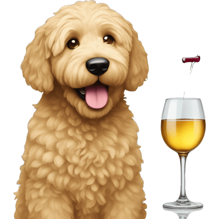 Golden doodle drinking wine  emoji