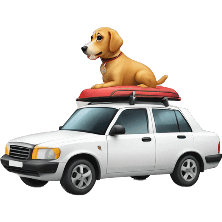 Car with dog on top  emoji