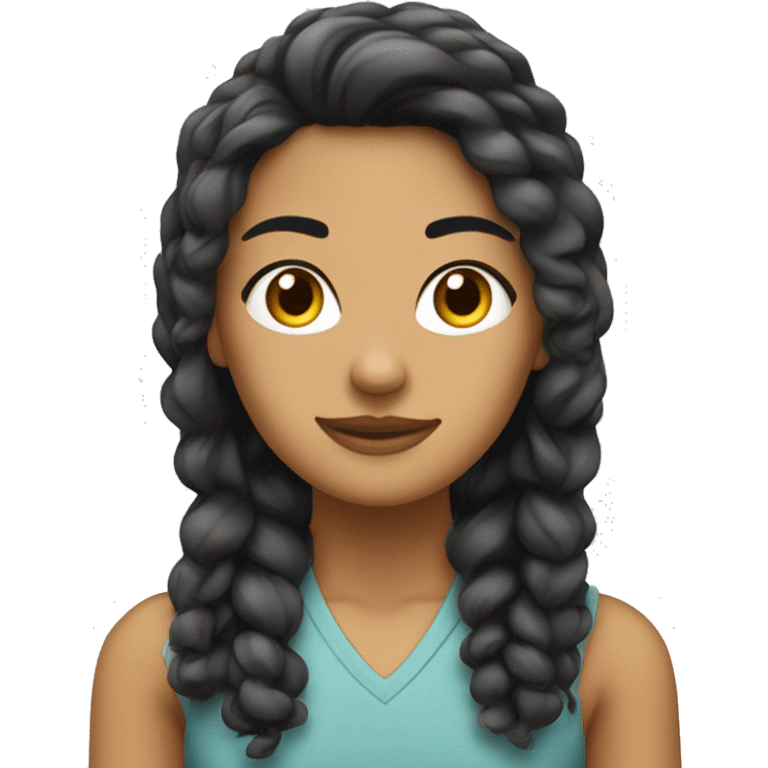 Chica blanca  de pelo negro con mechones rubios alante  emoji