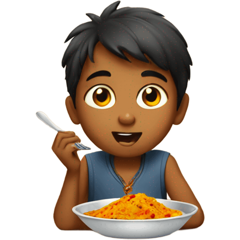 Indian kid eating curry emoji