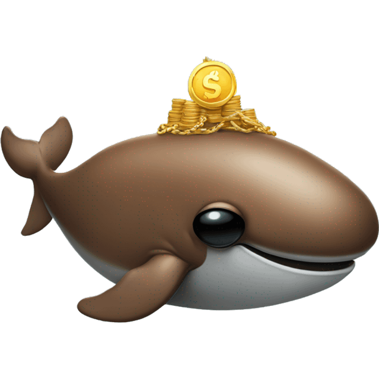 A brown whale wearing sunglasses and a golden dollar chain emoji