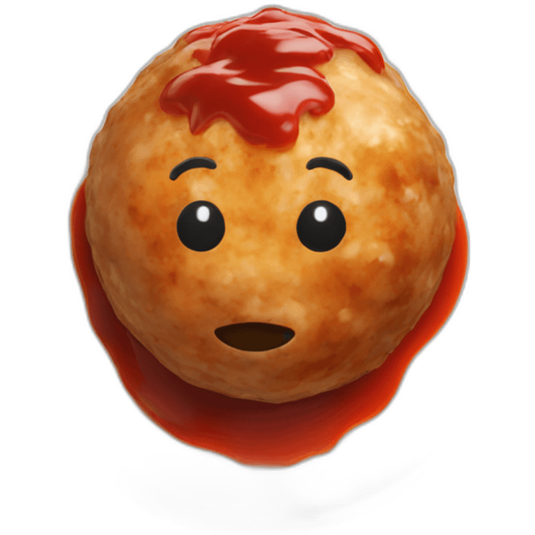 plastic meatball with sauce on top emoji