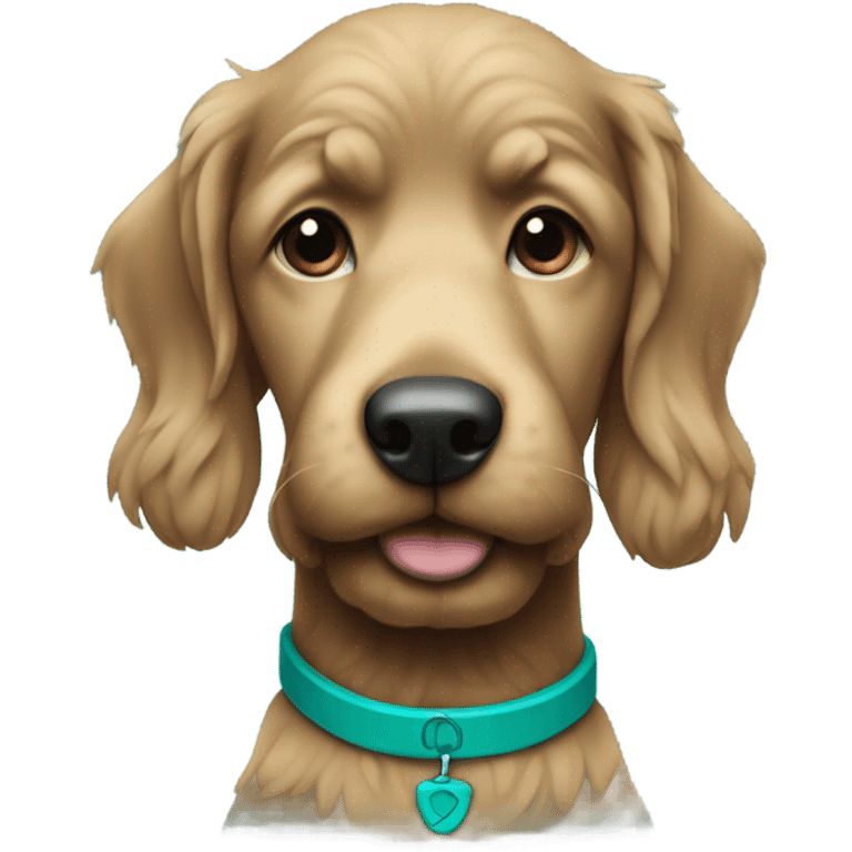 Black doodle with teal collar emoji