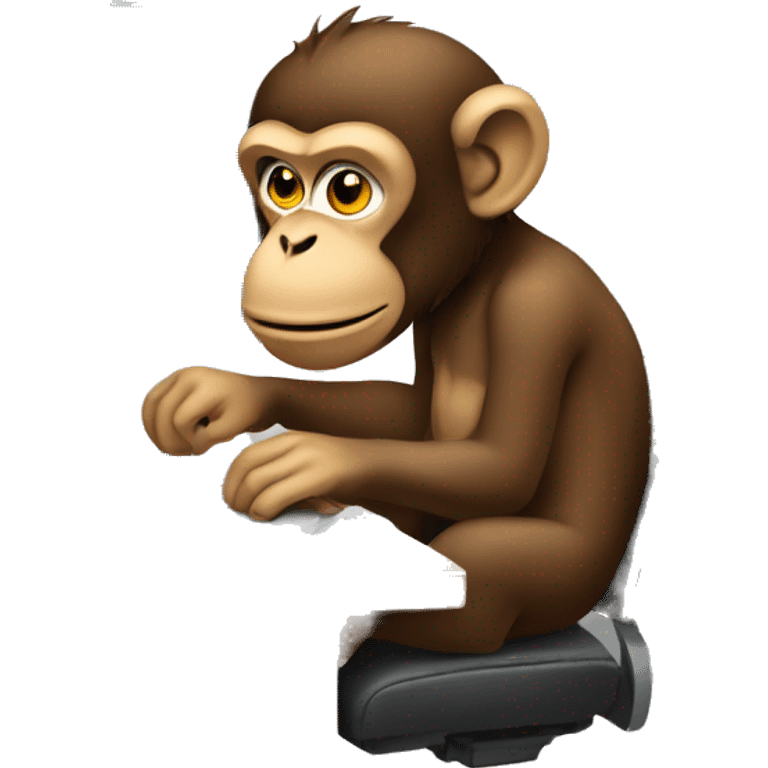 Monkey working behind a computer web design emoji