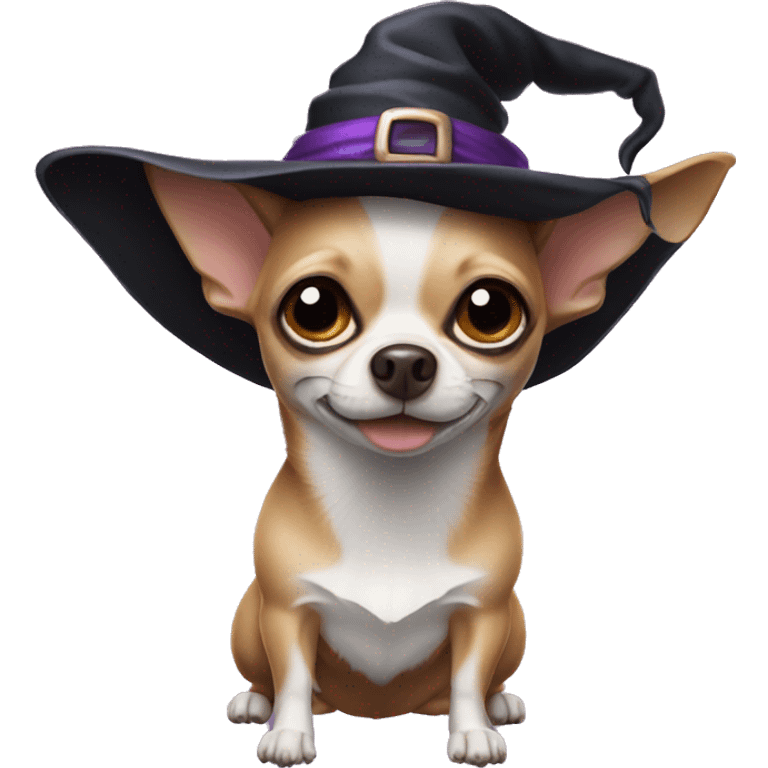 Chihuahua with witch’s hat emoji