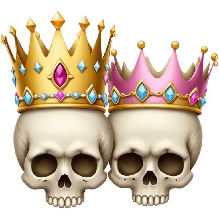 Three skulls wearing princess crowns emoji