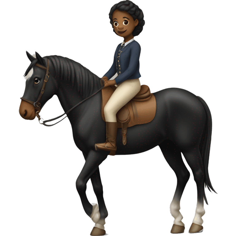 Fille noire qui fait du cheval emoji