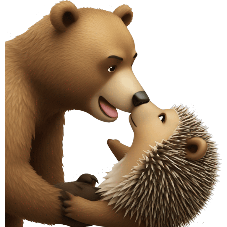 bear kissing hedgehog emoji