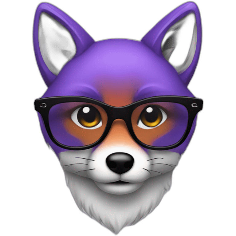 a purple fox with black glasses emoji