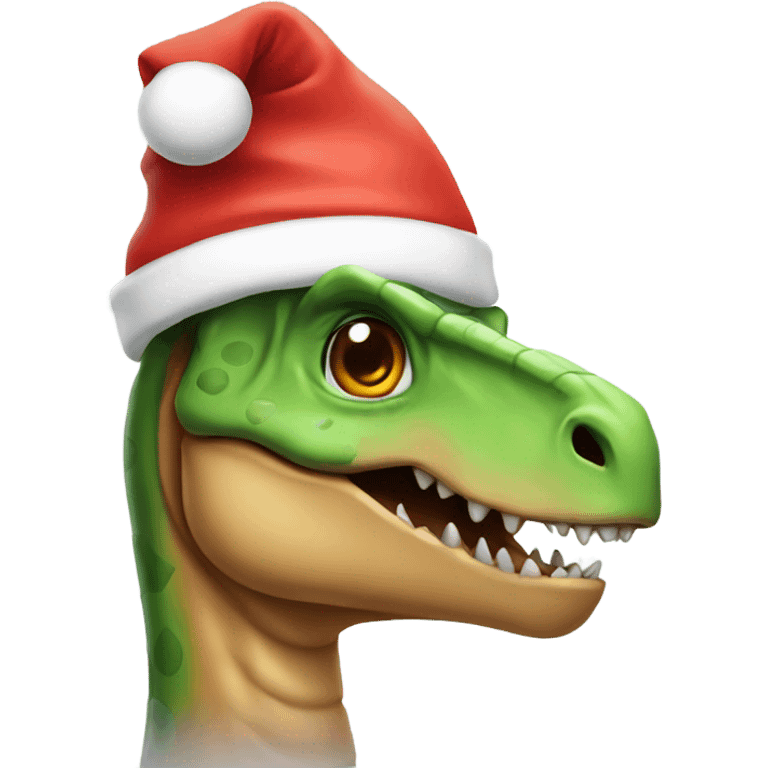 dinosaur with a santa hat emoji