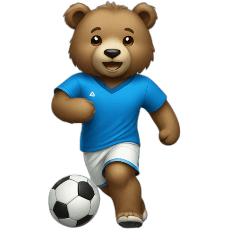 Bear playing soccer with a blue shirt emoji