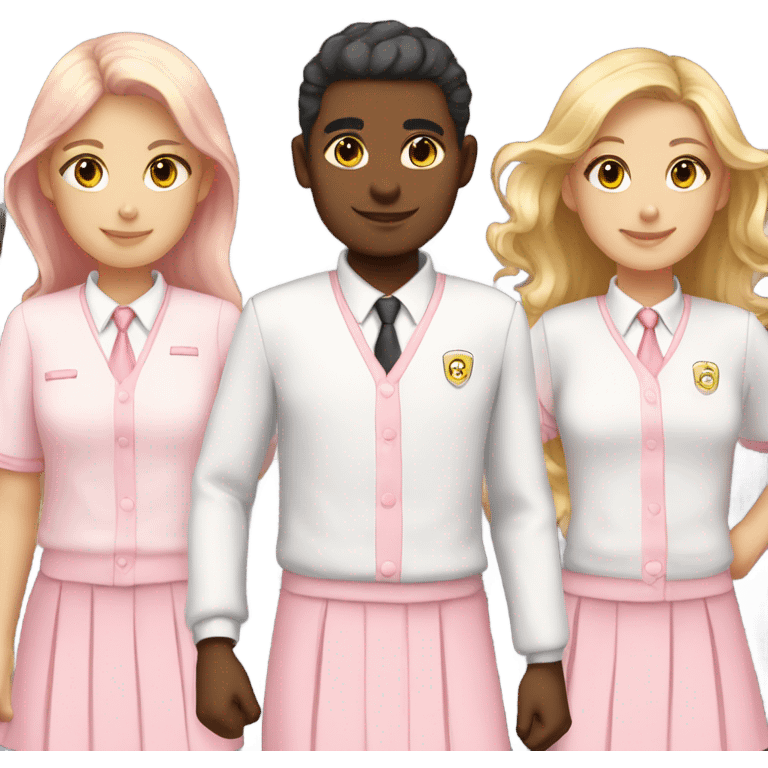 white and pastel pink school uniforms, just the clothes  emoji