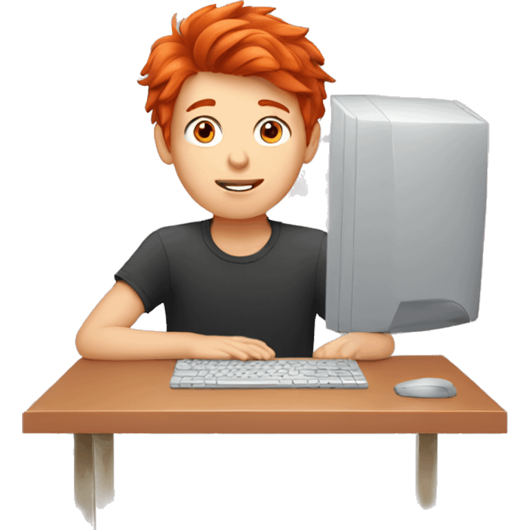 red haired boy behind a computer  emoji