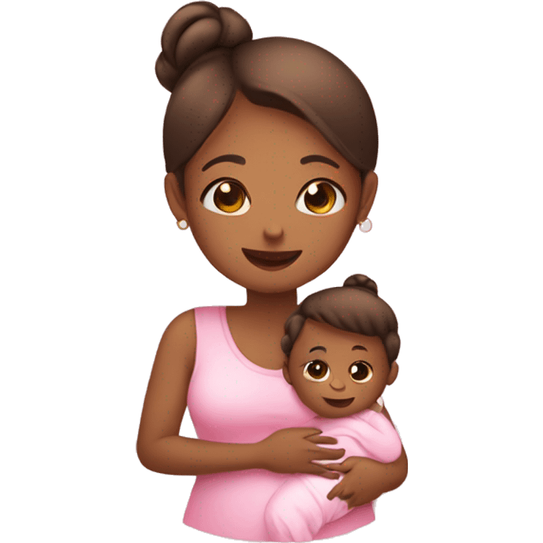 Mom and baby pink cute emoji