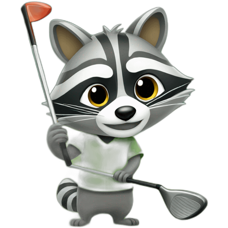 Raccoon playing golf emoji