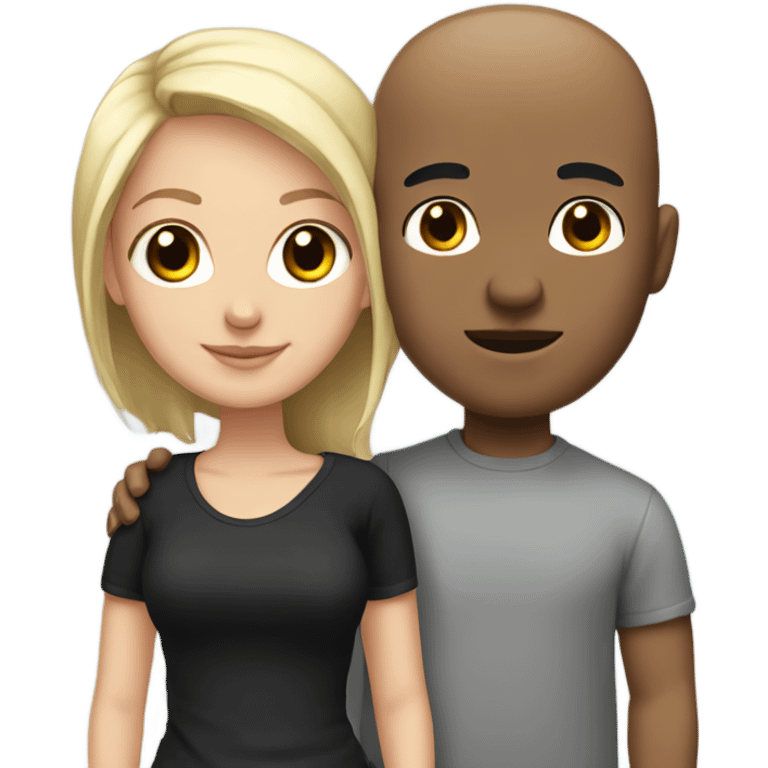 girl with black and blonde hair with bald man boyfriend emoji