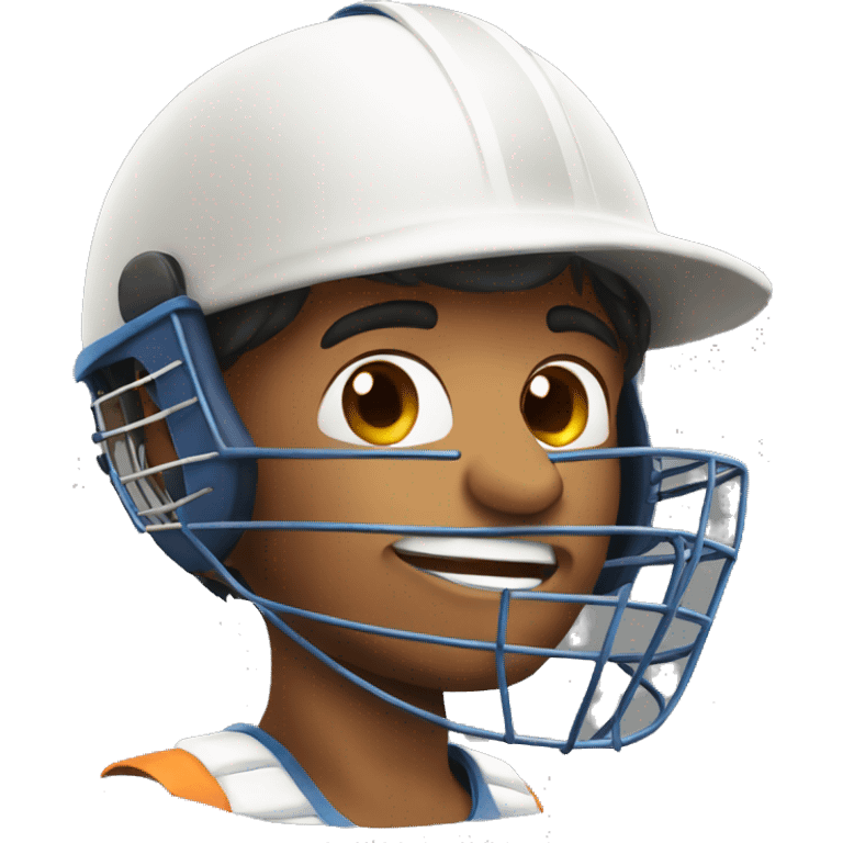 Indian boy face in cricket helmet  emoji