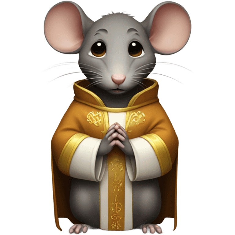 Praying antropomorphic rat dressed as a priest. emoji