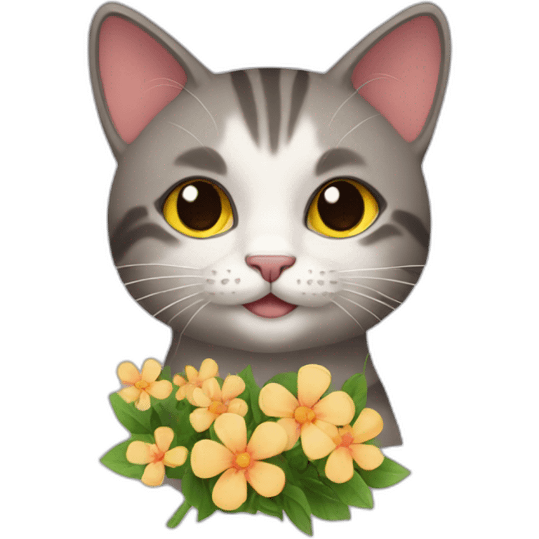 Cat wearing flowers emoji