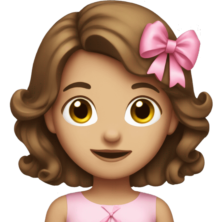 Brown haired girl with pink bow emoji