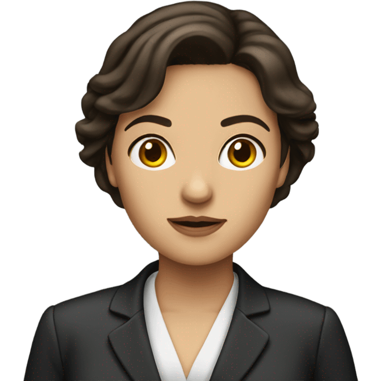 Brunette woman standing as a lawyer emoji