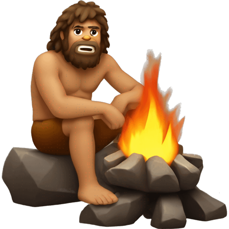 caveman sitting by the fire emoji