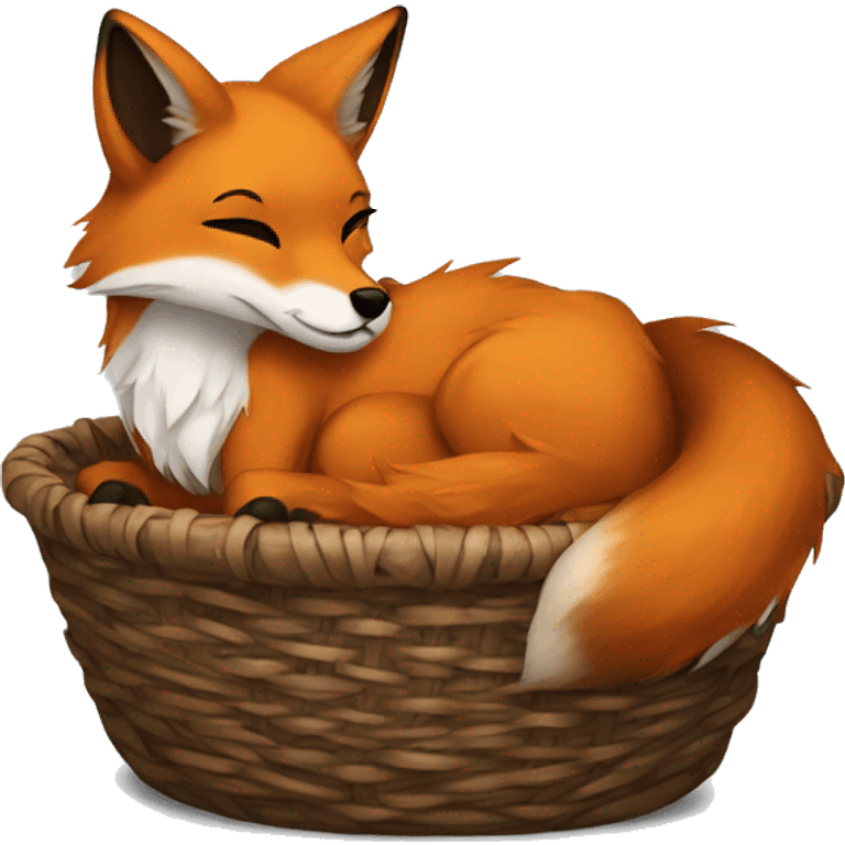 Fox curled up in a basket dark academia emoji