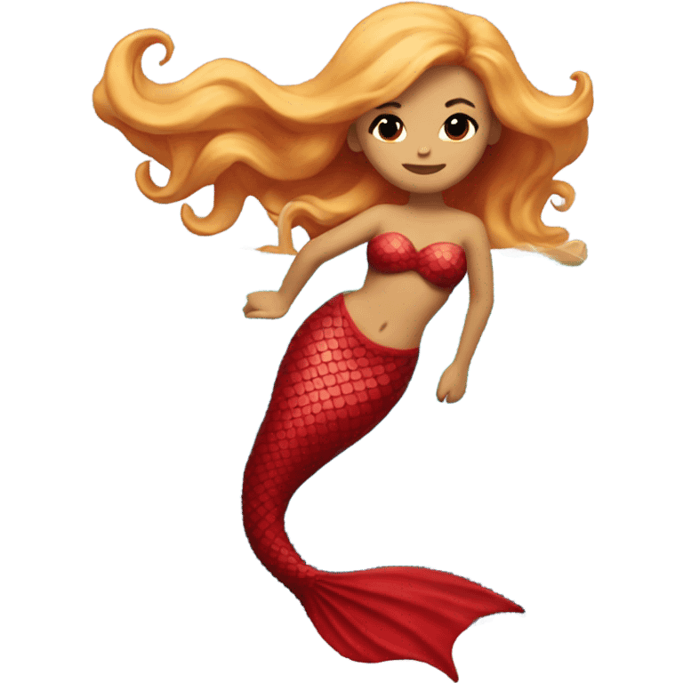 Red Mermaid with red mermaid tail and blonde hair pretty and detailed emoji