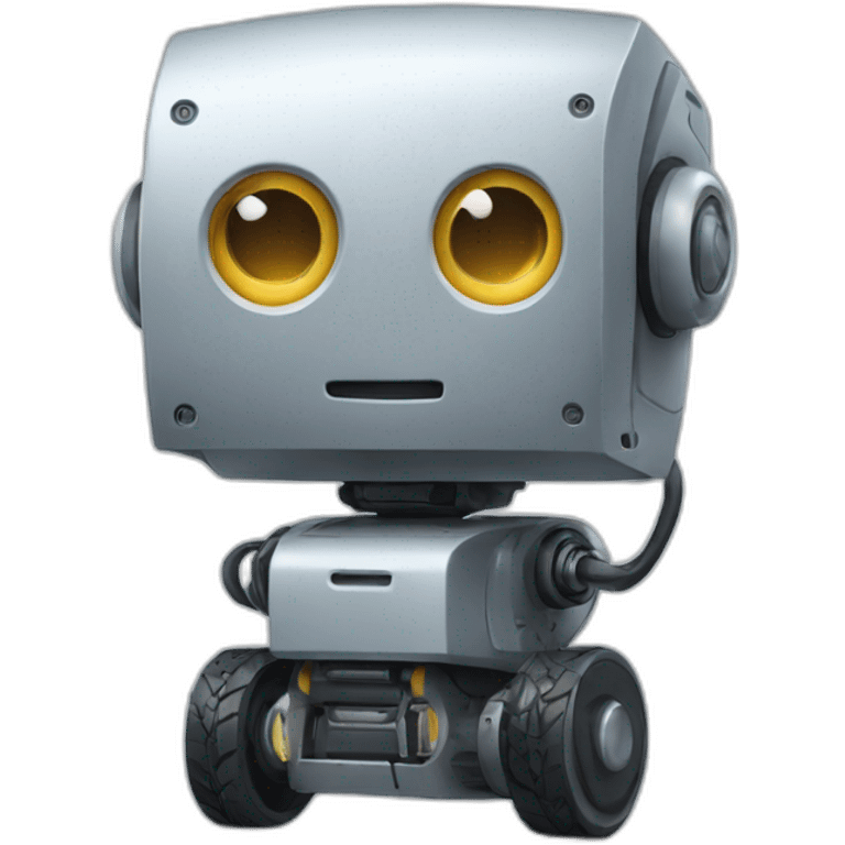 A wheeled Robot with screen face emoji