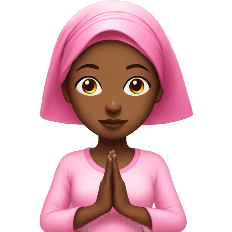 Black girl wearing pink doing meditation emoji