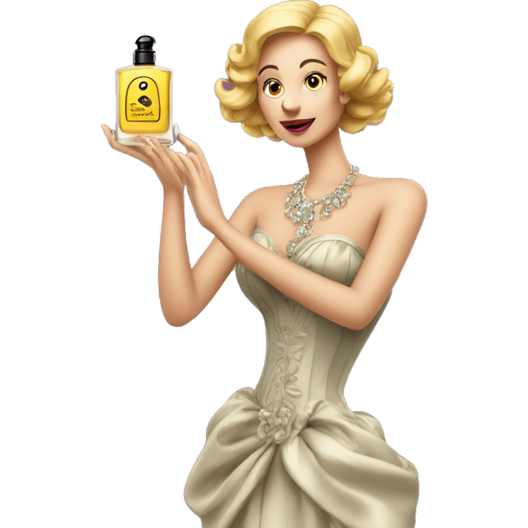 Women spraying perfume on in a fancy dress emoji